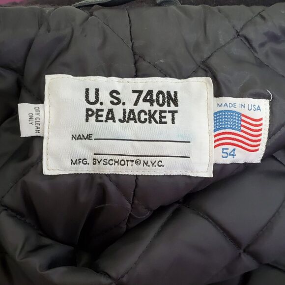 Schott NYC US 740N Wool Pea Coat Men’s 54 Navy Heavyweight Double Breasted - Picture 6 of 6